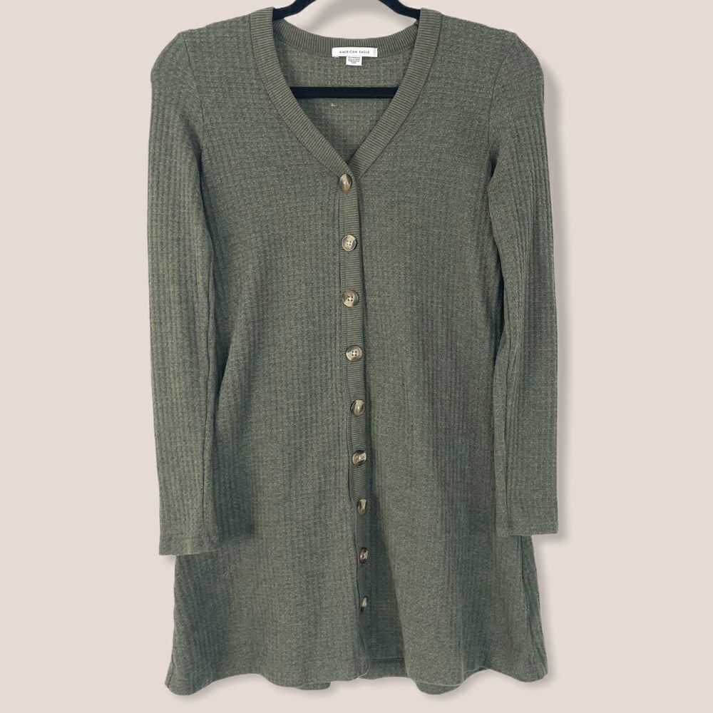 American Eagle Long Knit Button Front Cardigan - Picture 1 of 8